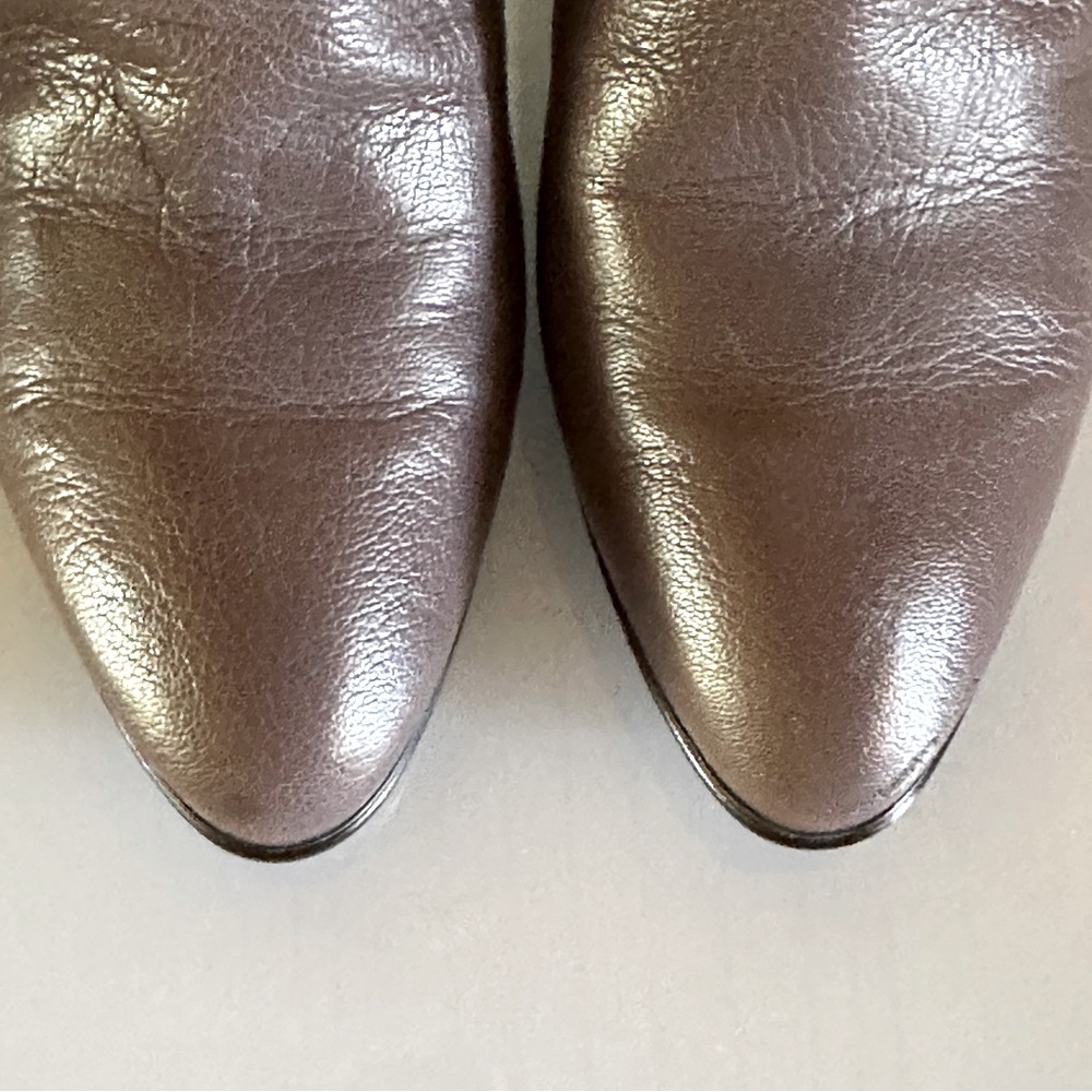 Aquatalia Italian Taupe Leather Heeled Boots 7 - Picture 6 of 11